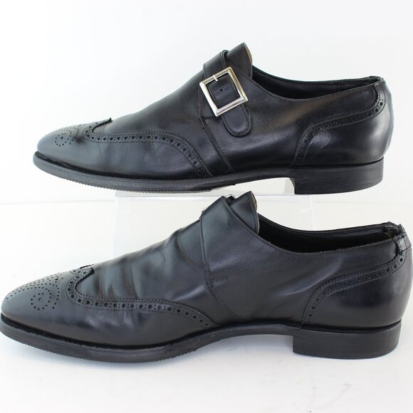 Crockett & Jones Chadwick Black Leather Monk Strap Dress Shoes (8 US) - Picture 2 of 12
